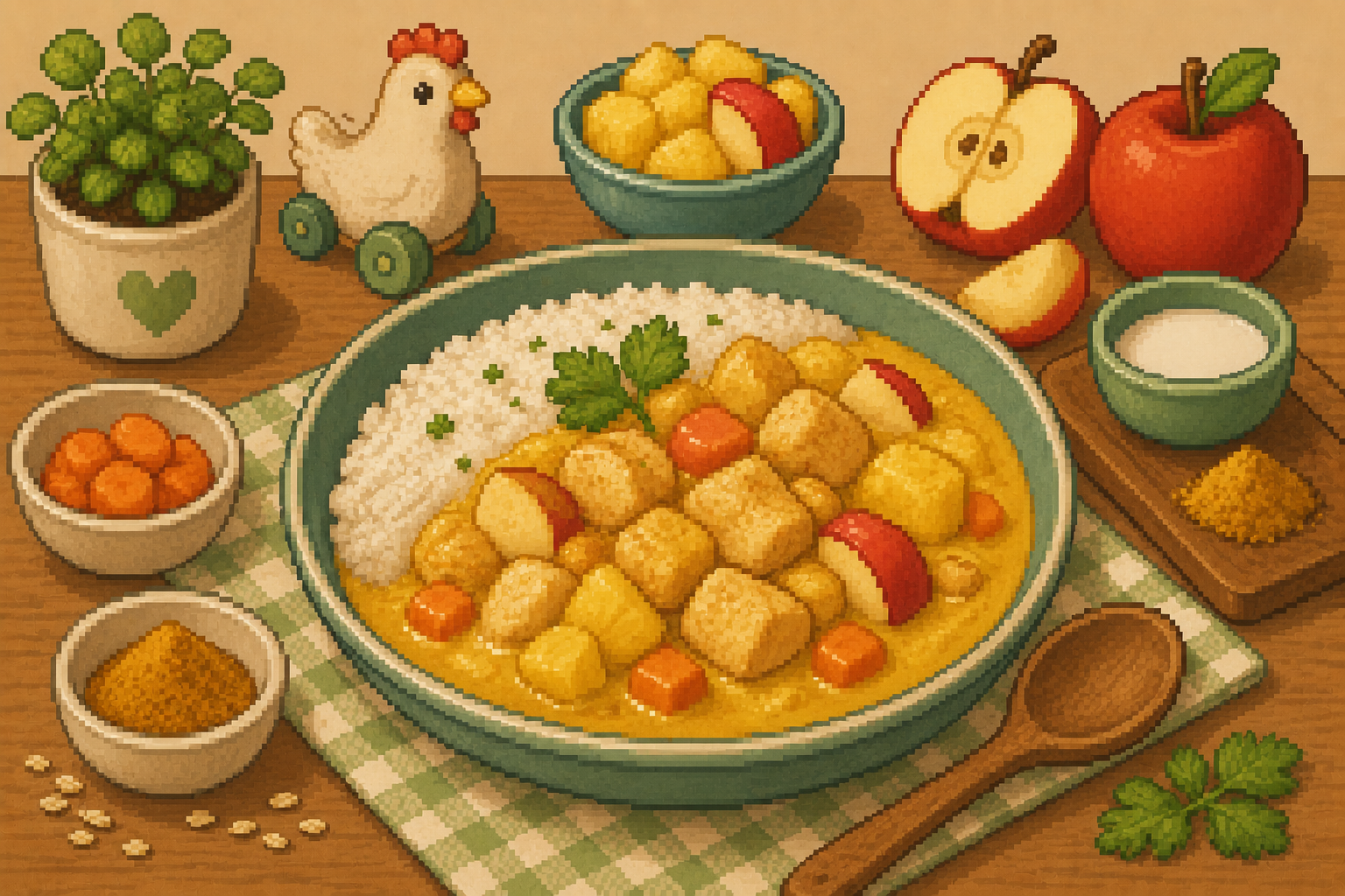 Mildes Hühner-Curry mit Obst